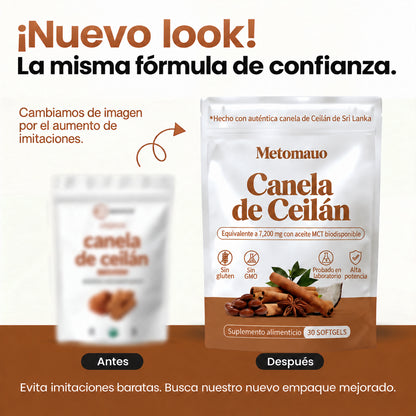 Canela de Ceilán (equivalente a 7200 mg) con aceite MCT