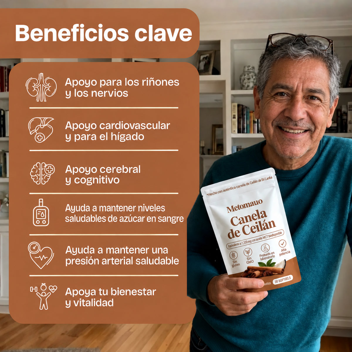Canela de Ceilán (equivalente a 7200 mg) con aceite MCT