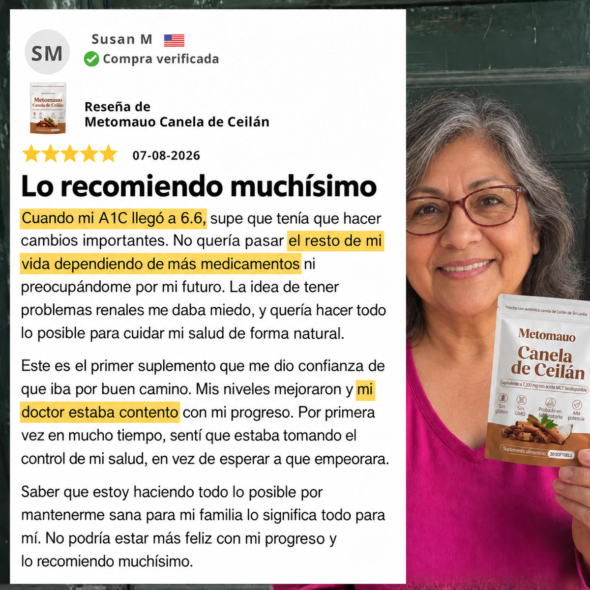 Canela de Ceilán (equivalente a 7200 mg) con aceite MCT